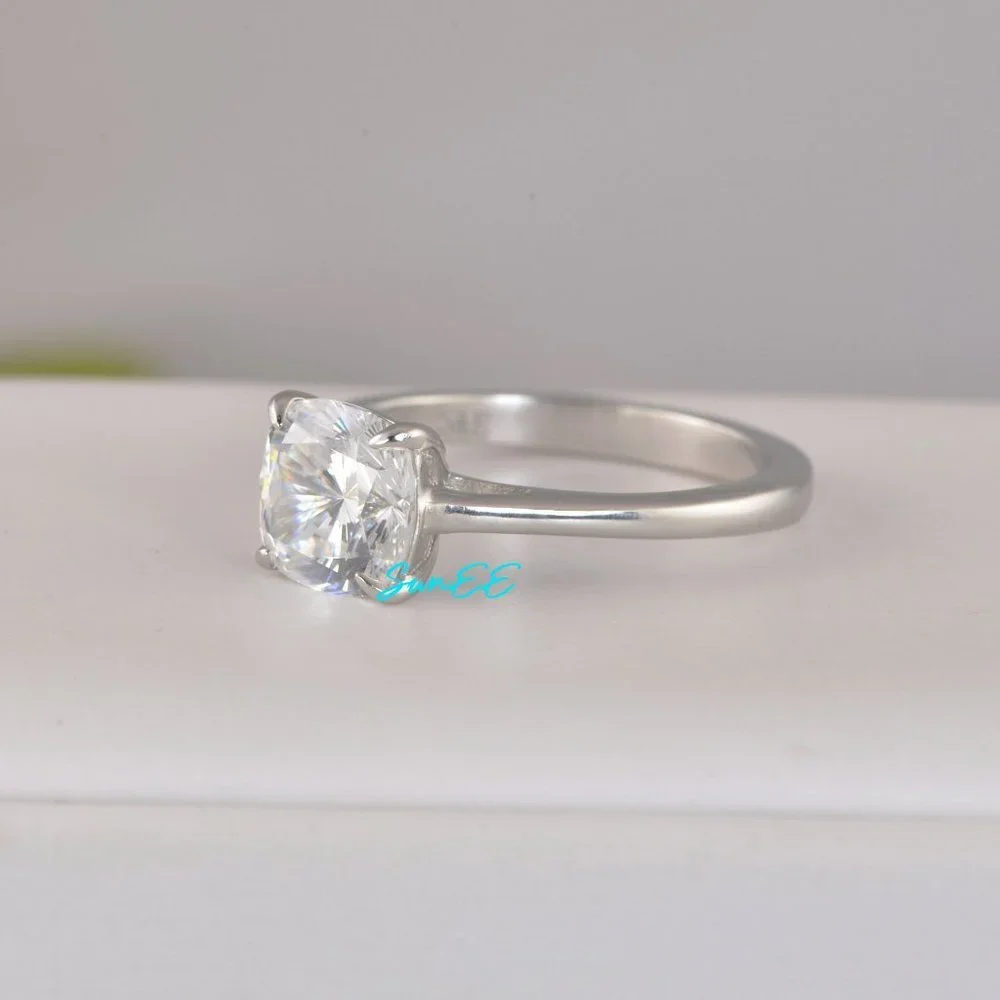 REAL MOISSANITE DIAMOND 3.0ct CUSHION CUT WEDDING ENGAGEMENT RING
